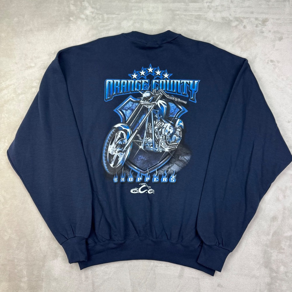 Vtg Y2K Orange County Choppers Sweatshirt XL NWT Jerzees Navy Blue Motorcycle
